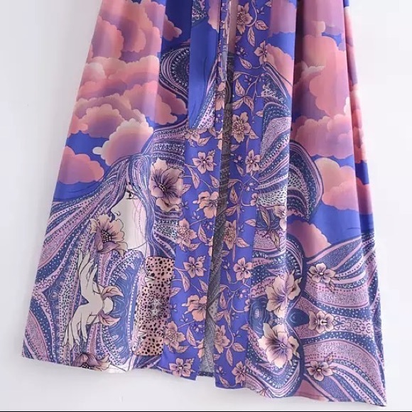 Boho Luna Cosmos Moon&Stars Maxi Kimono, Long Kimono, 100% Cotton, Kimono Sleeve - Picture 7 of 12